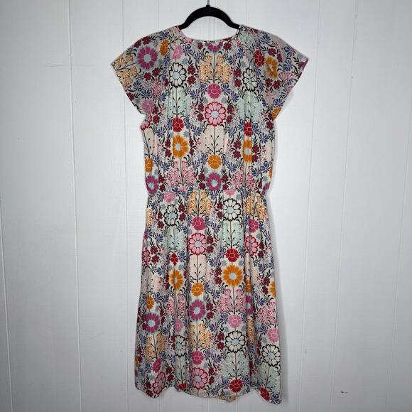 Talbots Women’s Smocked Dress Floral Tile Size 12 - Picture 3 of 6